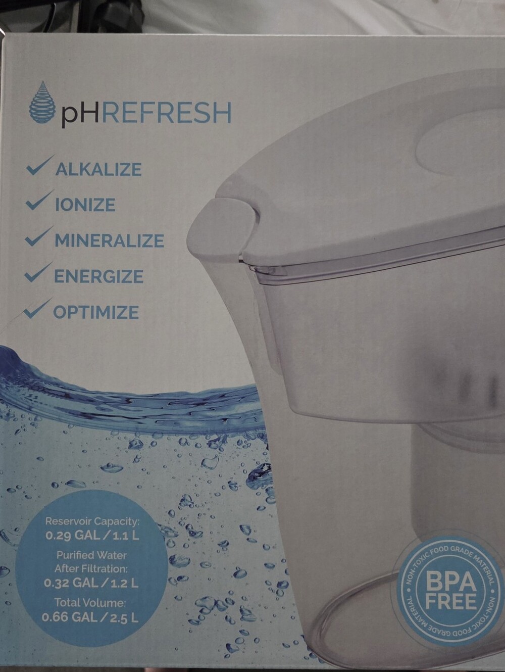 Invigorated Water Filter Pitcher – Premium Alkaline & Mineral Water System NIB